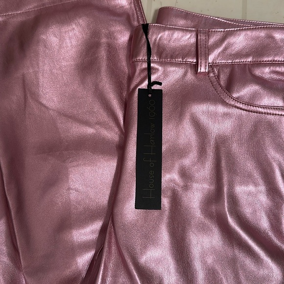 House of Harlow 1960 Pink Metallic Faux Leather Pants Women's Size 6 - Picture 1 of 5
